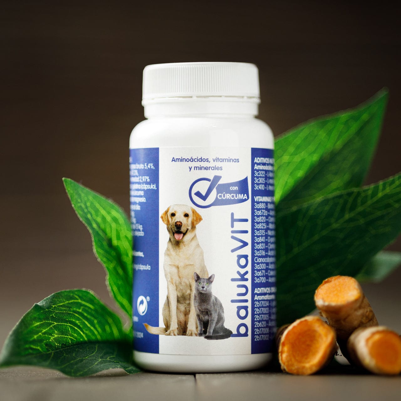 Complemento vitamínico para perros y gatos con cúrcuma