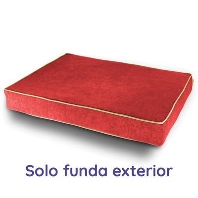 Funda para Colchón de Perro - Baluka Mascotas S (60 x 40 cm) / Rojo Cereza / CON Almohada baluka mascotas
